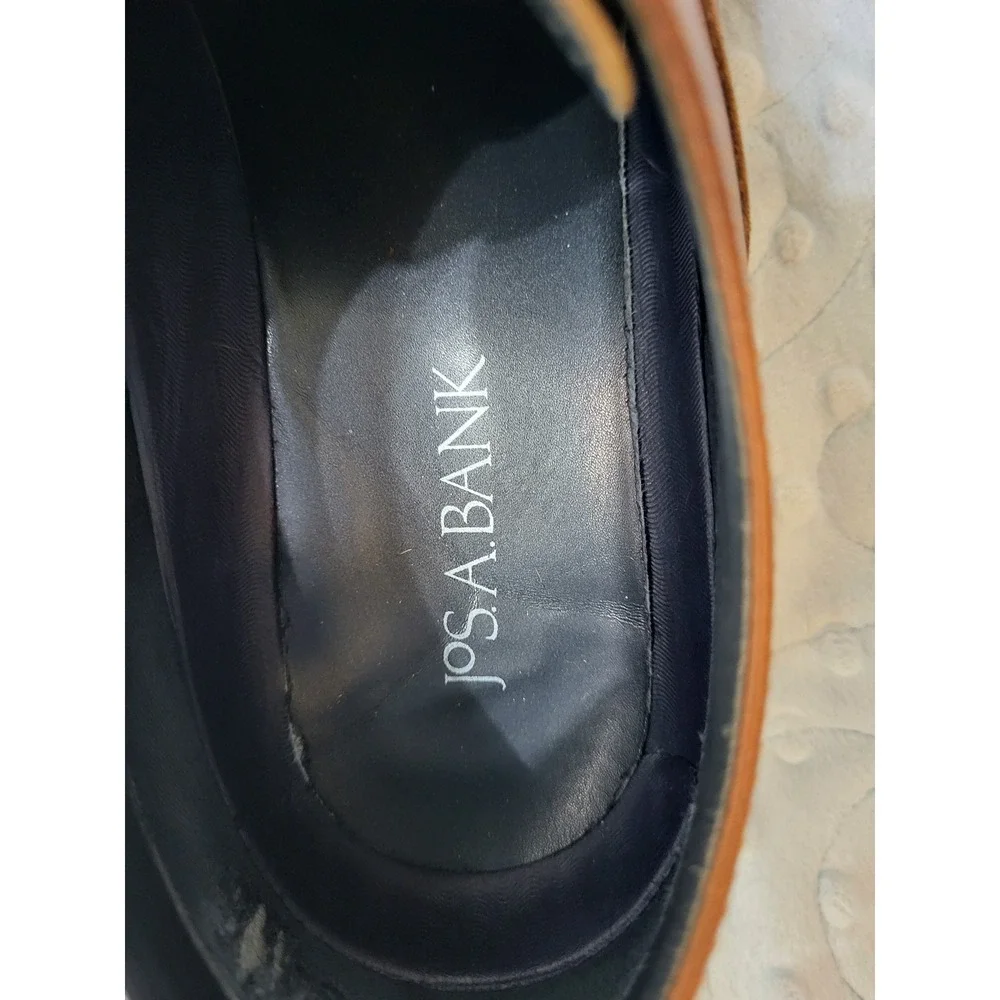 Jos A Bank Mens Tan Brown Leather Derby Shoes Rubber Sole 42T5 16 Size 12